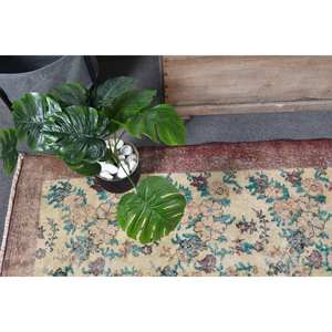 <b>Vintage</b> Turkish <b>Rug</b> Beige Red 3.8 X 6.9ft Large Area Woolen Patchwork Design for Hallway Bedroom Latex for Living Room Bedside - Product Image 5