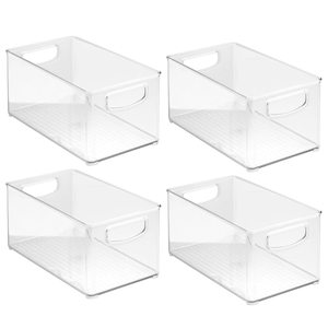 Clear BPA Reinforced Plastic <b>Drawer</b> Baskets with Handles for Kitchen Cabinets & Refrigerators (4 Pack) - Product Image 1