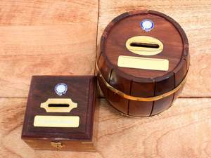 Tirelire en bois rustique faite à la main |   Vente en gros |   Bois de haute qualité - Product Image 2