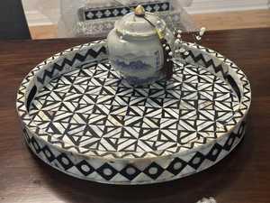 Bandeja de resina de madreperla con incrustaciones de hueso, bandeja para servir para restaurante de Hotel - Product Image 2