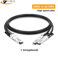 Cable DAC de Conexión Directa de Cobre YTOPTO 200G QSFP56 2x100G QSFP28 Compatible con Mellanox HDR y Cisco/TP-Link/Mikrotic, CE