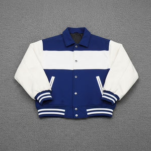 แจ็คเก็ตวาร์ซิตี้คุณภาพสูงขายส่งสำหรับผู้ชาย ปักด้วยไหมเชนิลล์ แขนหนัง แจ็คเก็ตเบสบอลแบบกำหนดเอง แจ็คเก็ตวาร์ซิตี้ตัวอักษร - Product Image 5