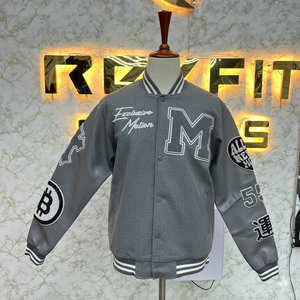 Good Quality Custom Label Embroidered Wool and Silk Men's Jacket with <b>Covered</b> <b>Button</b> Closure versity jackets Lettermen jackets - Product Image 3