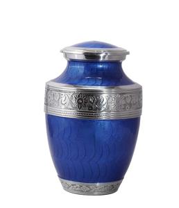 Urne funéraire gravée en argent pour cendres humaines Urne funéraire adulte fabriquée à la main-Grande urne funéraire pour cendres humaines-bleu - Product Image 3