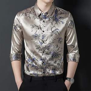 OEM de alta calidad de los hombres de seda suave cómoda impresión por sublimación digital de moda casual streetwear camisa de manga larga al por mayor - Product Image 2