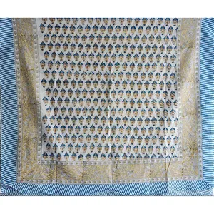Bagru Block Print Floral White Cotton Sarong <b>Beach</b> <b>Wrap</b> Pareo Cover-Up - Product Image 5