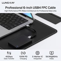 LUNG KAY Kabel USB4 FPC 40Gbps Fleksibel Tipe-C ke Tipe-C Kabel Data Pengisian Daya PD 100W Video 4K 60Hz Kabel Pita Lembut Ultra-Tipis