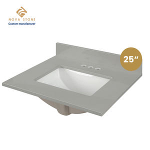 NV303 Dessus de vanité préfabriqués de production en vrac en usine 25*19/22*0.78in d'épaisseur Dessus de vanité en quartz de petite taille - Product Image 2