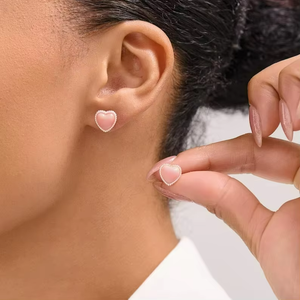 Boucles d'oreilles en forme de cœur en coquille de conque rose naturelle, coquille de conque rose en forme de cœur, pierres précieuses opales roses pour la fabrication de bijoux - Product Image 4