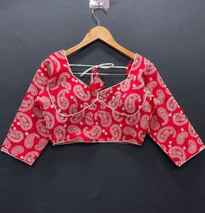 Nouveauté exclusive, qualité supérieure, blouse prête à porter en soie taffetas lourde, broderie Lakhnavi, blouse de sari prête à porter pour femmes - Product Image 1
