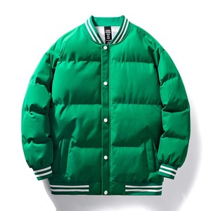 Custom Male Bubble Bomber <b>Jacket</b> for Winter Outdoor Thick Quality Canvas Coat with Stand Collar - Product Image 2