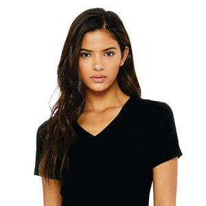 Airlume – T-Shirt à manches courtes et col en v pour femme, 100% en coton peigné et avec anneau, simple, 4.2 oz, noir - Product Image 4