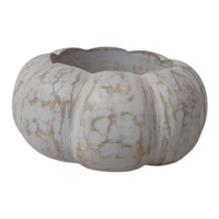 Lanternes et bols à bougies en bois de manguier texturé, sculptés à la main, blanchis à la chaux, de forme citrouille, de qualité alimentaire, pour la décoration de la maison, Noël, Pâques 2
