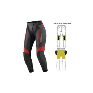 Pantalon de motard vintage en cuir de vache véritable et toile pour homme, imperméable, avec lacets, par Standard International - Product Image 1