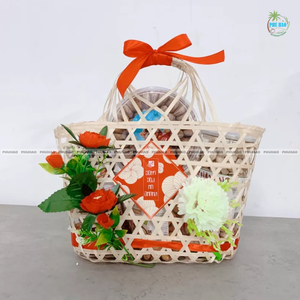 CESTA DE REGALO DE BAMBÚ elegante y ecológica con asas, embalaje sostenible y reutilizable para regalos o almacenamiento, decoración del hogar - Product Image 5