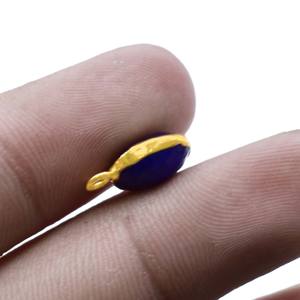 Charme en pierre précieuse saphir bleu 8x10mm, pierre ovale facettée, plaqué or, petit pendentif en grenat pour la fabrication de bijoux - Product Image 6