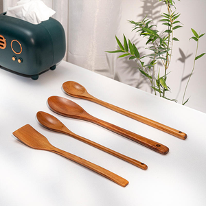 ชุดช้อนและตะหลิวไม้เคลือบทอง CRESCENT CRAFTS  ภาชนะครัวแบบคลาสสิกที่เป็นมิตรกับสิ่งแวดล้อม เหมาะสำหรับเป็นของขวัญ - Product Image 2