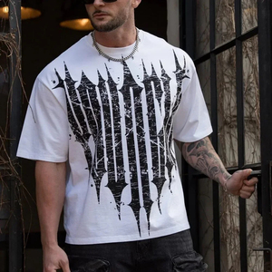 Camiseta de gran tamaño para hombre de moda de estilo americano, camiseta informal de manga corta con estampado de algodón para correr, gimnasio, deportes, fitness - Product Image 4