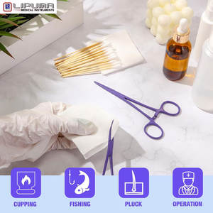 Soporte de agujas de acero inoxidable recubierto de Lila para instrumentos quirúrgicos médicos profesionales con pinzas hemostáticas manuales Kelly Clamp - Product Image 6