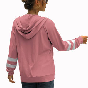 Haute qualité sur mesure votre conception de logo respirant séchage rapide anti-boulochage plaine fermeture éclair manches longues sweats à capuche pour femmes - Product Image 6