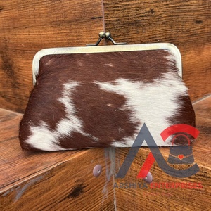 Nouvel arrivage de cheveux à motif occidental sur peau de vache en cuir porte-monnaie pochette élégante pochette portefeuille pochette en cuir - Product Image 1