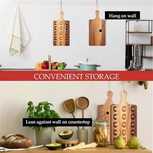 Plateau réversible en bois pour oeufs farcis Plateau pour charcuterie Plateau pour fromage d'acacia (15x7 pouces, 15 trous) - Product Image 6