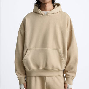 Acid Wash Hoodies HeavyWeight coton surdimensionné goutte épaule à capuche et pantalon costume blanc en détresse survêtements pour hommes - Product Image 4