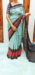 Direct From India Traditional Style Handcrafted Banarasi Saree in Silk Georgette with <b>Blouse</b> for Indian & Pakistani Clothing - Product Image 3
