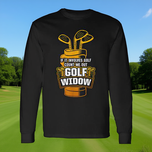 Camiseta de manga larga Golf Widow para mujer, cuello redondo, estampado en serigrafía, regalo deportivo - Product Image 2