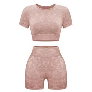 Conjunto de Shorts de Yoga Sólidos para Mujer, Ropa Deportiva de Alta Calidad, Gimnasio, Fitness, Cintura Elástica, Spandex/Nailon, Secado Rápido - Product Image 1