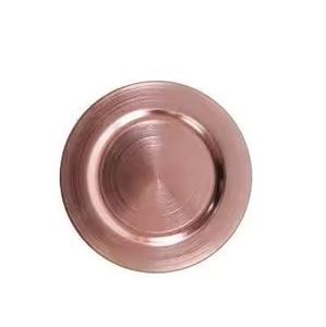 Assiette de présentation ronde minimaliste en acier inoxydable doré pour table à manger et décoration de mariage, vaisselle et assiettes - Product Image 4