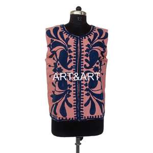 Chaqueta Informal de Verano e Invierno para Mujer, Estilo Boho Suzani de Algodón Indio, con Chaleco Bordado a Mano, Estilo Suzani para Damas de Honor - Product Image 1