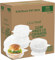 Emballage pour restauration rapide en PET de 6, 8 et 9 pouces pour mini-burgers, conteneur de restaurant, boîte alimentaire en plastique jetable, emballage à emporter