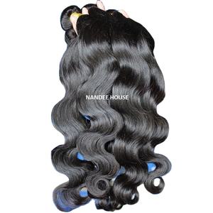 Nandee House 100% Natural Negro 12A Cabello humano a granel teje Paquetes de ondas del cuerpo indio Venta al por mayor Extensiones de cabello humano ondulado del cuerpo - Product Image 2