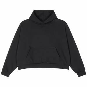 Boxy Fit Men Cropped Hoodie 420gsm 100% Cotton Pullover Hoodie Blank Plain Custom Heavyweight Streetwear Hoodie - Product Image 5