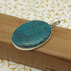 Collar con colgante de Firoza tibetana natural en plata de ley 925, venta al por mayor, colgante de Firoza tibetana, joyería de plata de ley hecha a mano - Product Image 6