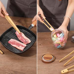 Juego de 4 pinzas de bambú: Pinzas de madera para cocinar, pinzas largas de cocina de 11,8 pulgadas y pinzas para tostadora de 9,8 pulgadas, pinzas de bambú para Cocina - Product Image 4