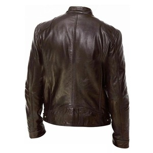2025 chaquetas de cuero de motocicleta hombre Casual moda motocicleta abrigo Slim Fit solapa PU chaquetas otoño Anti-viento abrigo de cuero Masculino - Product Image 4