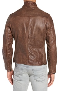 Veste en cuir marron vintage pour hommes-fermeture à glissière-vêtements d'extérieur élégants-look décontracté de moto-veste en cuir pour hommes - Product Image 3