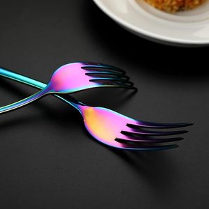 Rainbow-Juego de Tenedores de Metal para Cena, 8 Piezas, Precio Bajo, Personalizable para Bodas y Hoteles - Product Image 5