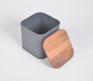 Multifunctional Galvanised Iron <b>Large</b> Canister Wooden Lid Modern School Wine Beverage Storage Glass Stainless Steel Direct - Product Image 3