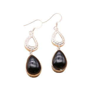 Joyería de piedras preciosas de ónix negro para mujer, pendientes de estilo bohemio de plata, joyería de plata de ley 925, pendientes hechos a mano de tendencia, Regalo para mamá - Product Image 1