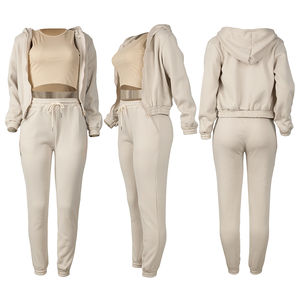 Wholesale Plus Size <b>Women's</b> Sports <b>Velour</b> <b>Tracksuit</b> Breathable Crop Sets in Solid Pattern Hot Sales for Winter Sports - Product Image 1