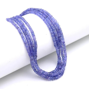 Cuentas de Tanzanita 100% Natural, Facetadas, en Forma de Rondelle, Color Azul, para Joyería Personalizada, 3.5-4.5mm, Certificadas por Terceros - Product Image 2