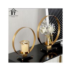 Lot de 2 bougeoirs en aluminium couleur or avec bougeoirs de différentes tailles de qualité supérieure pour les meilleures ventes - Product Image 3