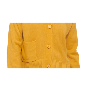 Calvin Klein Women's Long Cutout V Neck Cardigan <b>Yellow</b> Size X-Small Winter Season Casual Style Jacquard Technics <b>Wool</b> Acrylic - Product Image 3