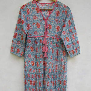 Cuello en V Mangas cortas Ajuste suelto Tie Dye Kaftan Gypsy Rayón Tela Ropa Mujer Natural Adultos Vestidos de cóctel Vestido modesto - Product Image 1