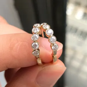 925 Silver Round Brilliant Cut <b>Moissanite</b> Huggie Hoop <b>Earrings</b> Women's Hip Hop Style Studs Gold Plated Wedding Engagement Gift - Product Image 4