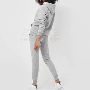 Ensemble de jogging en coton 2 pièces pour femmes de grande taille en toile de couleur unie Activewear Casual Style Winter Tracksuit - Product Image 5