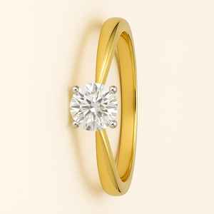 แหวนเพชรโมอิสทรงกลมสีทอง14 K สำหรับผู้หญิงแหวนแต่งงานอัญมณีสีเหลืองล้วน1CT - Product Image 4